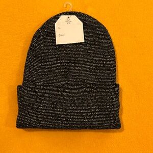 2for15 NWT shimmering knitted hat black with silver thread.